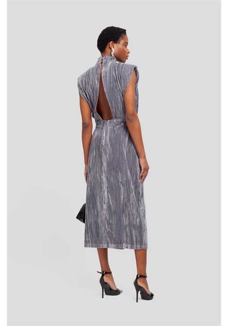 Weili Zheng Abito Midi in Velluto Plissettato Grigio Argento Donna WEILI ZHENG | Abiti | F26DL01GY17